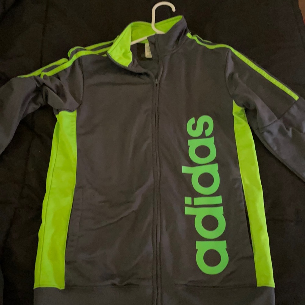 Grey/neon green Addidas running jacket